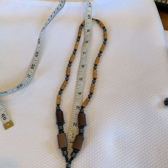 Coconut Shell Statement Necklace With Wood and Metal Beads Brown - Picture 4 of 4